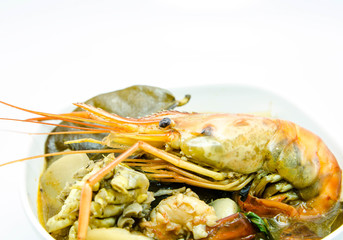  Tom yum goong or Tom yum, Tom yam is a spicy clear soup typical in Thailand