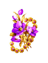 수선화와 황금색 꽃다발