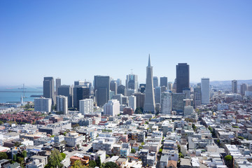 Fototapeta premium San Francisco Cityscape view from above on clear blue Summer day