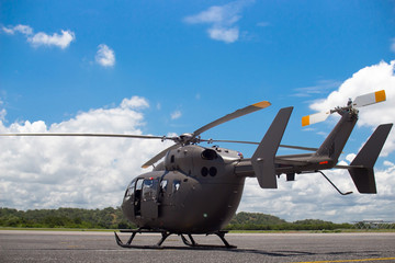 Helicopter static display on the ground