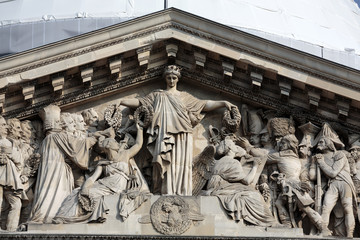 Obraz premium Paris - The pediment of Pantheon. Construction of the building started in 1757 and was finished in 1791