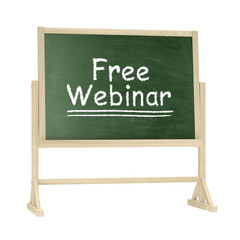 Fototapeta premium Free Webinar concept. Blackboard, chalkboard isolated on white