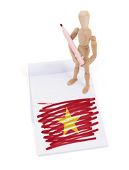 Wooden mannequin made a drawing - Vietnam