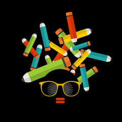 Black head woman with strange hair.