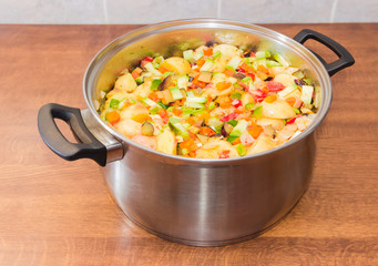 Vegetables for cooking a ratatouille in the saucepot
