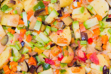 Vegetables for cooking a ratatouille closeup
