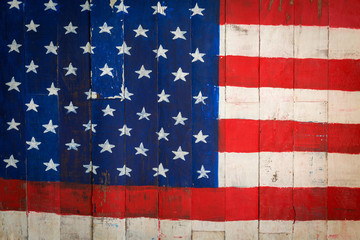 America flag on wooden wall