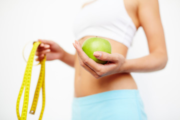 Girl with fresh apple