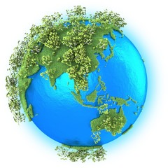 Southeast Asia and Australia on planet Earth