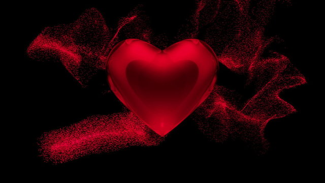 Heart in red on black