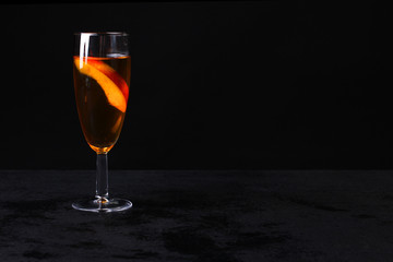 stewed peach on a black background