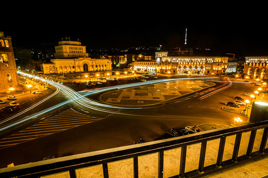 Republic Square At Night, Yerevan, Armenia