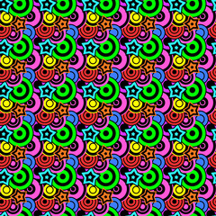 カラフル丸と星ジオメトリック柄パターン