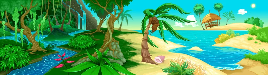 Wandcirkels plexiglas Uitzicht op de jungle en de zee © ddraw