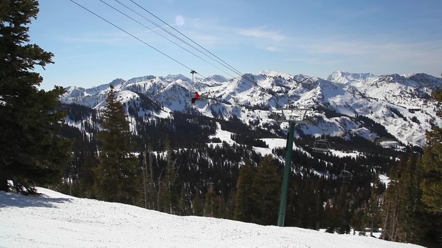 Ski Lift in Spring Wide Shot