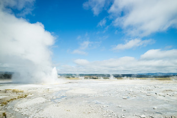 Colorful Thermal Pool and Geyser at yellowstone National Park, Wyoming, United States