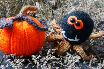 Halloween background, handmade, pumpkin, spider, october