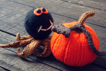 Halloween background, handmade, pumpkin, spider, october