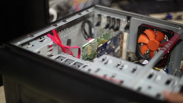 Inside of a Computer Being Built