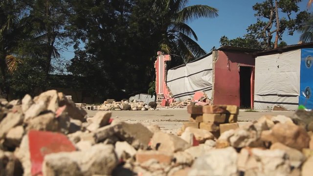 Earthquake Haiti Rubble Dolly Shot