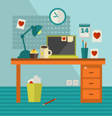 Work place of web designer on holiday .