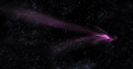 Image of comet,  space dusty in deep space, with star field background. Computer generated abstract background.