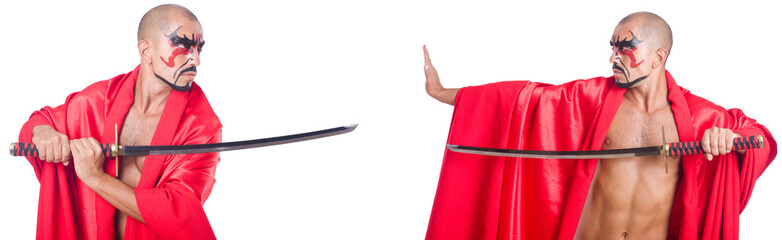 Man with sword isolated on white