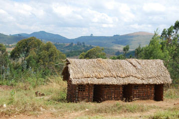 Fototapeta na wymiar A typical construction African mountains of Kilolo in Tanzania A
