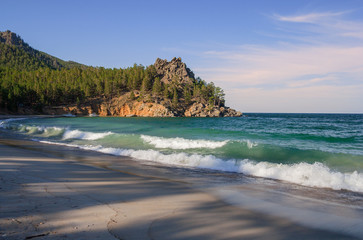 Sandy cove of Lake Baikal 