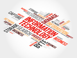 Information technology word cloud, business concept