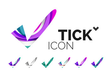 Set of abstract OK and tick icons, business logotype concepts