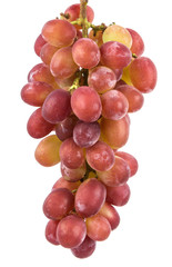A bunch of red grapes over white background
