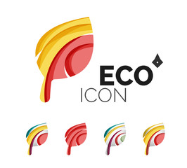 Set of abstract eco leaf icons, business logotype nature