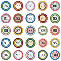 Colorful Button with numbers on white background