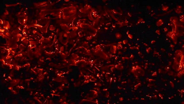 Hot glowing coals flaming hot
