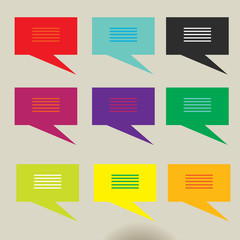 Nine colorful text balloons