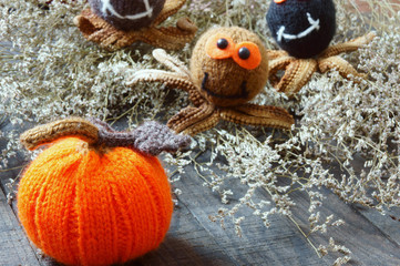 Halloween background, handmade, pumpkin, spider, october