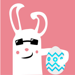 Funny easter bunny flat icon with long shadow,eps10