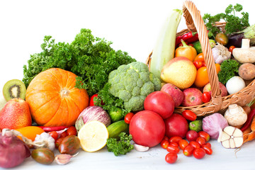 Naklejka na ściany i meble Vegetables. New crop in a basket.