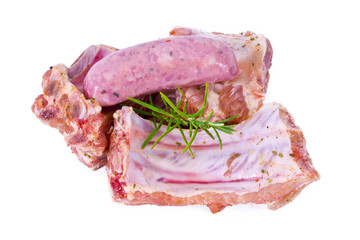 pork chop and sausage isolated
