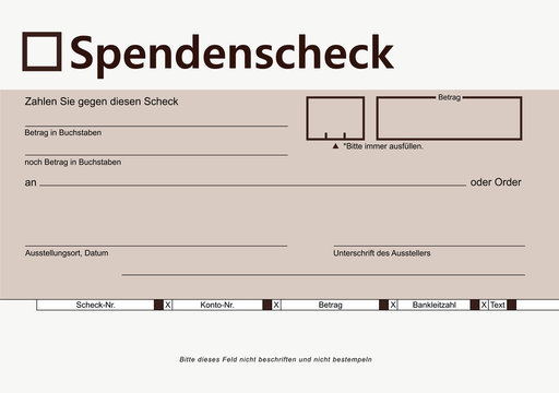 Verrechnungs-Spendenscheck braun