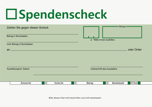 Verrechnungs-Spendenscheck gr&uuml;n