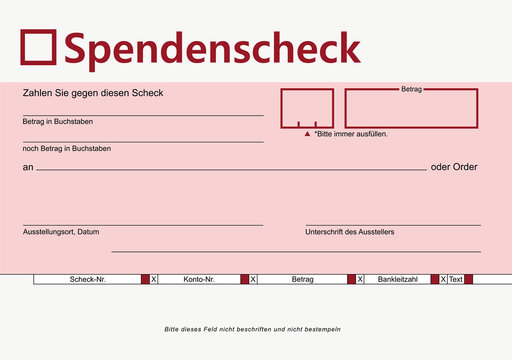 Verrechnungs-Spendenscheck rot