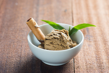 Chocolate ice cream close up