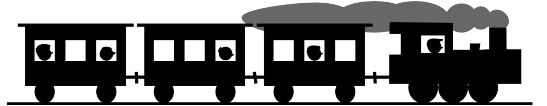 Dampflok mit Personenwaggons - alte Eisenbahn