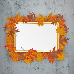 Naklejka na ściany i meble Golden Paper Board Autumn Foliage Concrete