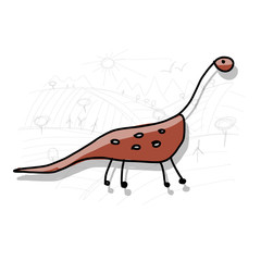 Dinosaur, funny sketch for your design