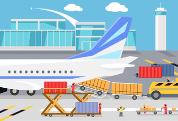 Loading Freight Containers in a Cargo Plane © robu_s