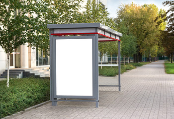 empty place for advertising at bus stop, clipping path included