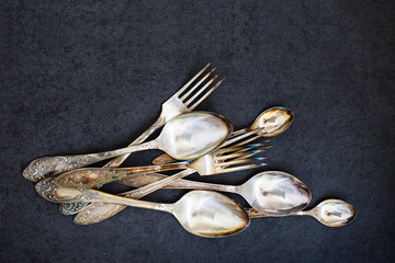 Forks and spoons. Group